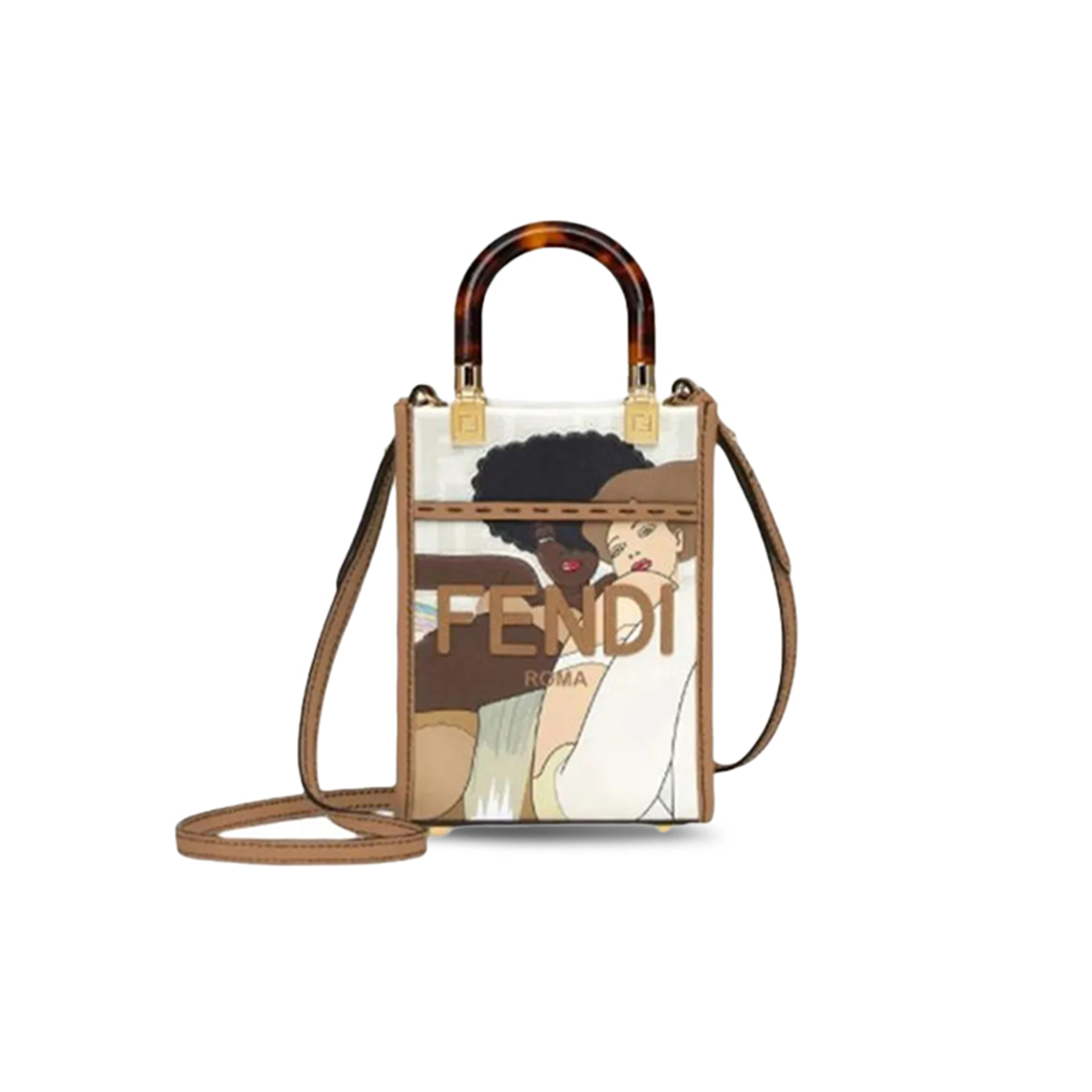 F**di glazed fabric plexiglass ff logo bikini girls mini 8bs051ajh8f1hdu (18*13*6.5cm)